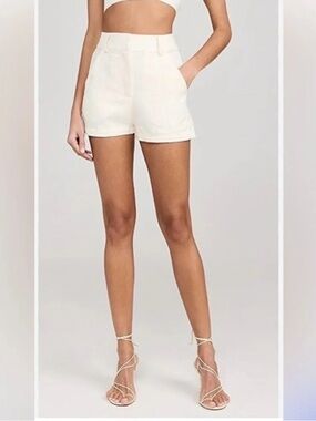 Theory Kasim NB Computer White Textured Cotton High Rise Shorts Size 10